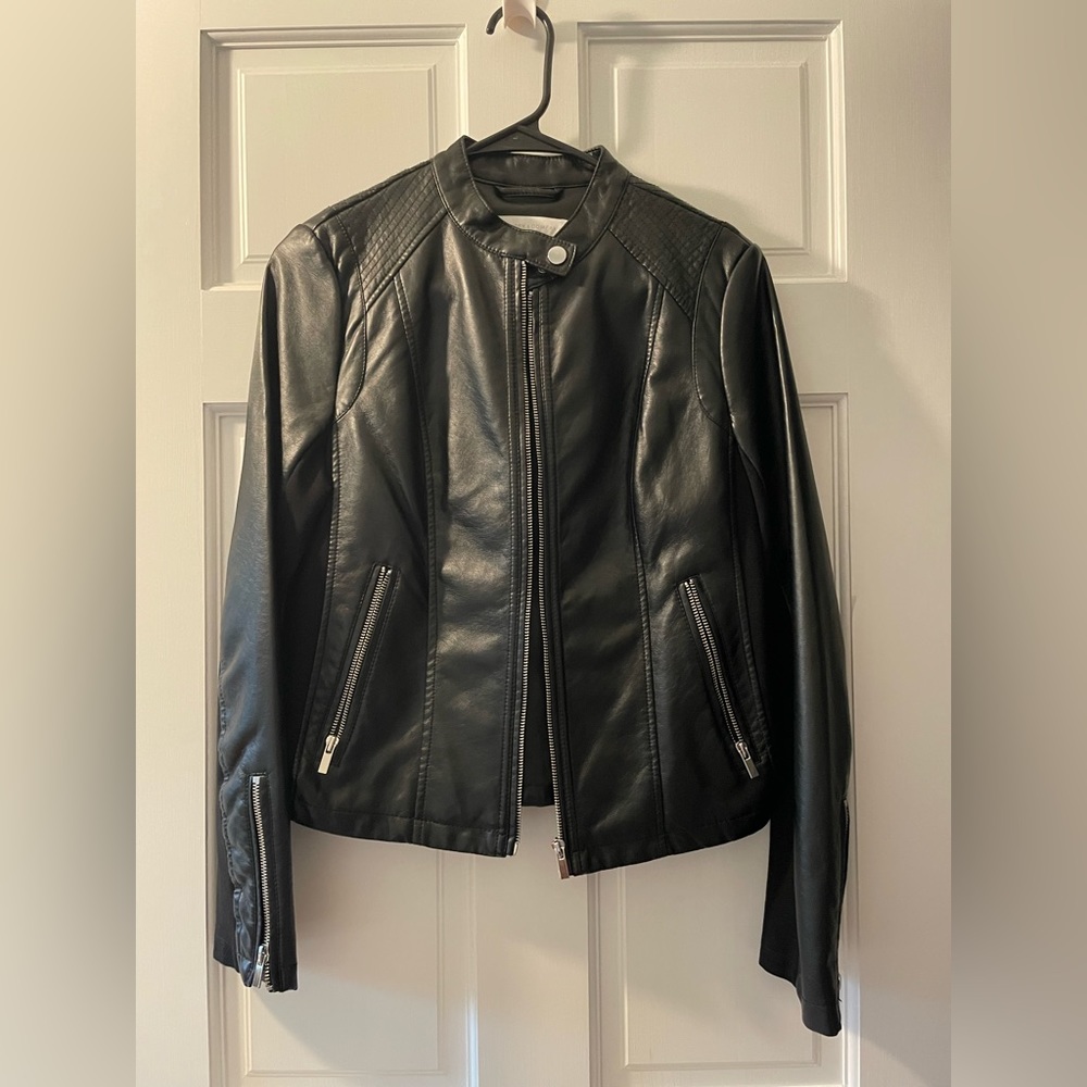Black Faux Leather Jacket, size XS
